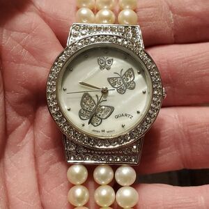 Limited Edition! Ross Simons Butterfly and Pearl Wristwatch Papilon